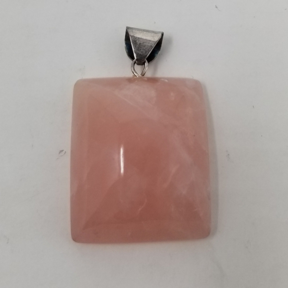 New Rose Quartz Rectangular Heart Chakra Pink Nec… - image 2
